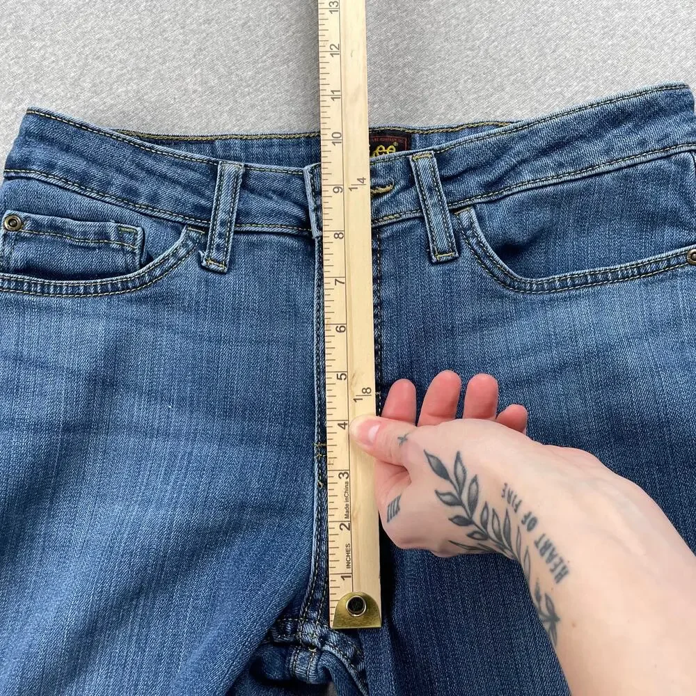 y2k LEE Jeans Womens 8s Blue Bootcut Mid Rise Medium Wash Retro 90s VTG Western